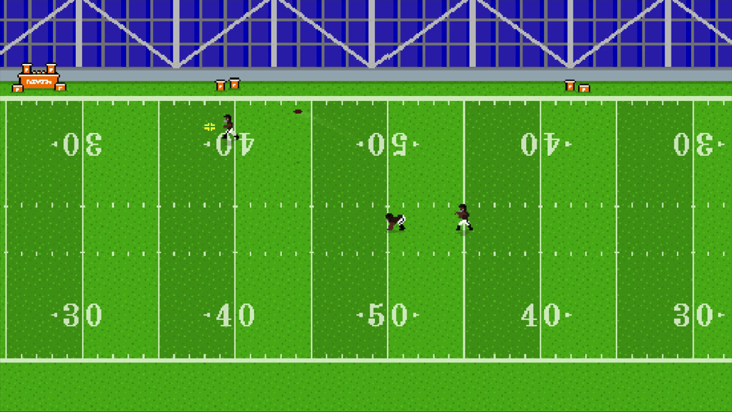 Retro Bowl receiver running with the football after making a catch