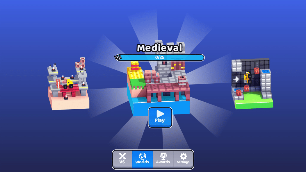 Drive Mad world selection screen showing the Medieval world