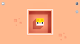 Level 1 of Longcat showing the square cat character standing on a red platform in a peach-colored puzzle room.