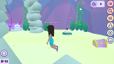 Vortella's Dress Up avatar exploring an underwater area beside a treasure chest