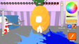 A player disguises themselves as a pineapple while a hunter searches nearby with a paint gun.
