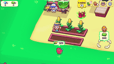 Monkey Mart gameplay showing corn crops growing beside the market