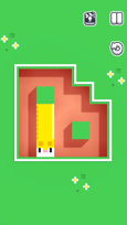 Level 7 of Longcat showing the stretched yellow cat filling part of a maze-like platform with a square gap in the middle.