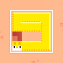 Level 1 of Longcat showing the cat stretched around a rectangular path inside a peach-colored puzzle room.