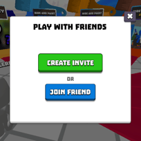 Hide and Paint multiplayer menu with options to create an invite or join a friend's game.