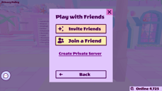 Vortella's Dress Up Play with Friends menu with invite, join and private server options