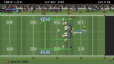 Retro Bowl gameplay showing an offensive formation with passing routes drawn on the field before the snap
