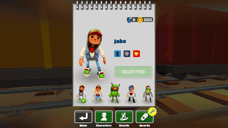 Subway Surfers character selection screen with Jake and other runners