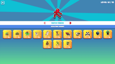 Stickman Hook character selection screen showing unlockable animal and costume skins