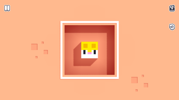 Level 1 of Longcat showing the square cat character standing on a red platform in a peach-colored puzzle room.