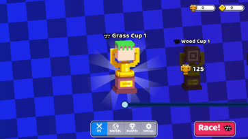 Drive Mad cup selection screen showing Grass Cup 1 and Wood Cup 1